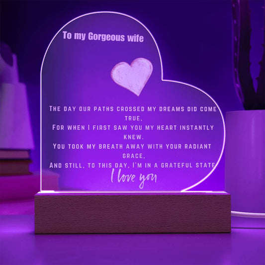 engraved Acrylic Plaque gift for wife girlfriend